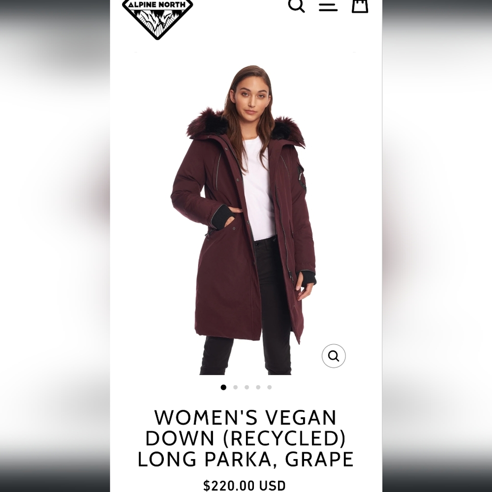 WOMEN'S VEGAN DOWN (RECYCLED) LONG PARKA, GRAPE